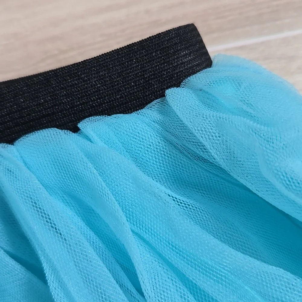 Girls Turquoise Ballet Tutu Skirt Dance Halloween Costume Birthday Party Sz 8-9Y